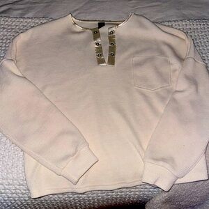 Cream/white half button down top